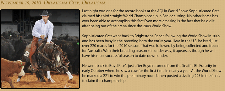 Cutting Horse Sophisticated Catt wins AQHA World Show in Oklahoma City